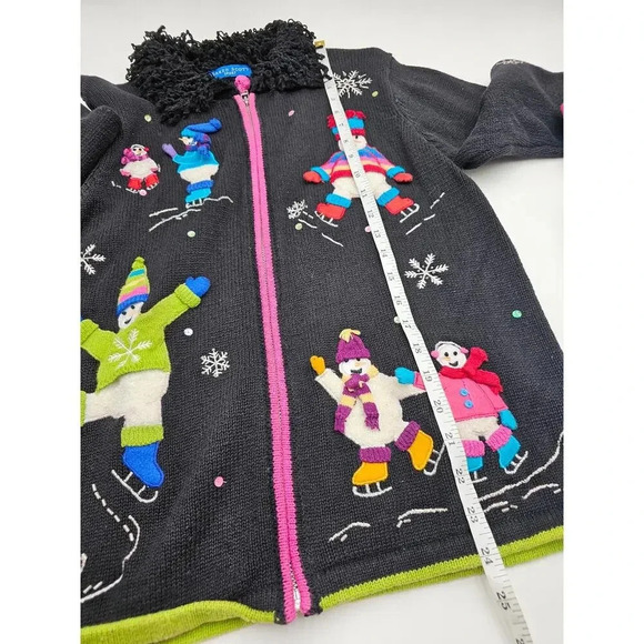Karen Scott Sport Women's S Black Christmas Snowman Zip Up Holiday Sweater - Picture 7 of 8